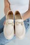 Women's Beige Leather Ogc Buckle Loafer Moccasin Shoes 3cm Byndlfrk01 - 4