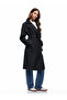 Long Sleeve Belted Double Breasted Long Gabardine Trench Coat with Pockets - 2