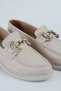 Women's Beige Leather Ogc Buckle Loafer Moccasin Shoes 3cm Byndlfrk01 - 7