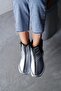 Women's Silver Elora Double Zippered Stone Detailed Waterproof Parachute Boots 4cm Byndevv01 - 4