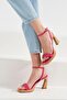 Women's Fuchsia Ankle Strap Open Back Platform Sole Heeled Leather Shoes 10.5cm Byndbs7552 - 2
