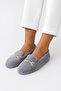 Women's Gray Buckle Plush Home Slippers Byndvt03