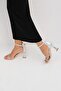 Women's Silver Lena Stone Detailed Ankle Strap Blunt Toe Evening Dress Shoes 8,5cm Byndprs03 - 2