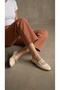 Women's Beige Double-Strapped Buckle Patent Leather Mary Jane Ballerinas 1cm Byndsu01 - 5