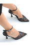 Women's Black Sirena Mesh Evening Dress Shoes 9cm Byndversi̇n01 - 4