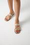 Women's Beige Trokie Studded Z Band Leather Slippers BYNDTROK01 - 4
