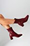 Women's Claret Red Beijing Stretch Blunt Fit Leather Boots 5cm Byndstrw01 - 4