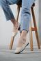 Women's Beige Leather Daily Elastic Low Heeled Comfortable Ballerinas Byndmrj01