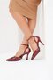 Women's Burgundy Recta Square Buckle Ankle Strap Pointed Toe Leather Evening Dress Shoes 9,5cm BYNDVERKA - 5