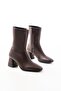 Msk-032 Coffee Heeled Women's Zippered Boots - 4
