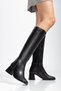 4804 Black Leather Zippered Casual Boots - 2