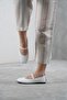 Women's White Elastic Leather Daily Ballerina Flats Byndkgz02 - 2