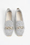 Women's Gray Buckle Embroidered Straw Knitwear Daily Ballerinas Byndtrb03 - 7