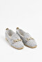Women's Gray Buckle Embroidered Straw Knitwear Daily Ballerinas Byndtrb03 - 6