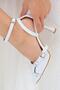 Women's White Recta Square Buckle Ankle Strap Pointed Toe Leather Evening Dress Shoes 9,5cm BYNDVERKA - 4