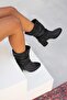 Women's Black Cristina Leather Fold Detailed Boots 6,5cm Byndrsl2430