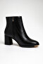 Women's Black Vicky Heeled Crocodile Patterned Leather Boots 6.5cm Byndrsl2406 - 4