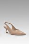 Beige Pointed Toe Round Heeled Patent Leather Shoes - Ankle Buckle, Open Back 7cm - 6