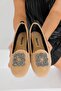 Women's Beige Cardif Square Buckle Velvet Home Slippers 1cm Byndshr03