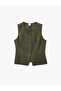Flannel Fabric Buttoned Round Neck Blazer Vest - 3