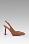 Women's Honey Pointed Toe Color Heeled Ankle Strap Open Back Leather Stiletto Shoes 10.5cm - 5
