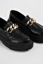 Women's Black Leather Chain Thick Sole Loafer Moccasin Shoes 4.5cm Byndlfrk02 - 5