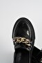 Women's Black Patent Leather Chain Thick Sole Loafer Moccasin Shoes 4.5cm Byndlfrk02 - 7