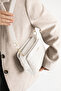 Women's White V Quilted Stitching Design 3-Compartment Buzzy Lined Crossbody Bag - 2