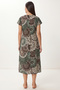 Patterned Draped Summer Viscose Dress Lrn0040 Khaki Brown - 4