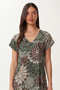 Patterned Draped Summer Viscose Dress Lrn0040 Khaki Brown - 2