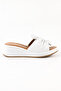 Genuine Leather White Wedge Heel Women's Slippers - Z262294