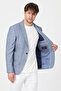 Meriva Men's Navy Blue Linen Look Spring-Summer Slim Fit Plaid Sports Blazer Jacket - 6