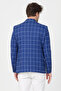 Virone Men's Cobalt Blue Mono Collar Plaid Polyviscon Fabric Slim Fit Sports Blazer Jacket - 8