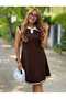 Şans Li̇fe Women's Skirt Hemmed Polo Collar Sleeveless Midi Length Knitted Dress - 5