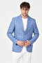 Duccio Men's Blue Mono Collar Plaid Polyviscon Fabric Slim Fit Sports Blazer Jacket - 2