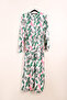 White, Pink & Green Tropical Leaf Printed Tiered Dress - 2