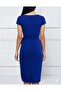 Women's Short Sleeve V Asymmetrical Collar Cutout Side Tie Mini Janjan Crepe Dress - 3