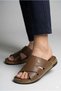 Enova Faux Leather Kalkan Buckled Home and Outdoor Men's Slippers Bnt205