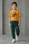 Busekids Boys' New Season Multi-Colored Printed T-Shirt Ribbed-Elastic Bottom-Top Set