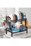 2-Tier Compact Dish Drying Rack - Rust-Proof Kitchen Drainer Set with Board Holder - 8