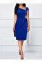 Women's Short Sleeve V Asymmetrical Collar Cutout Side Tie Mini Janjan Crepe Dress