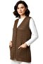 Women's Tan Buttoned Knitwear Mother's Vest with Pockets