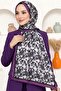 Women's Purple Shawl Patterned Organic Cotton Soft Shawl