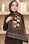 Women's Brown Baroque Patterned Organic Cotton Soft Shawl - 2