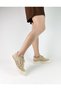 Beige Color Lace-Up Women's Sports Shoes Knitted Knit Sports Shoes between Sizes 36-40