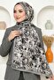 Women's Gray Rose Patterned Soft Shawl