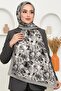 Women's Gray Rose Patterned Soft Shawl - 2