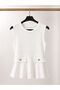 Azelia Gold Detailed Waist-Situated Steel Knitted White Blouse - 2