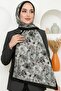 Women's Black Mint Rose Patterned Soft Shawl - 2