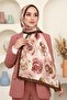 Women's Brown Rose Patterned Soft Shawl - 2
